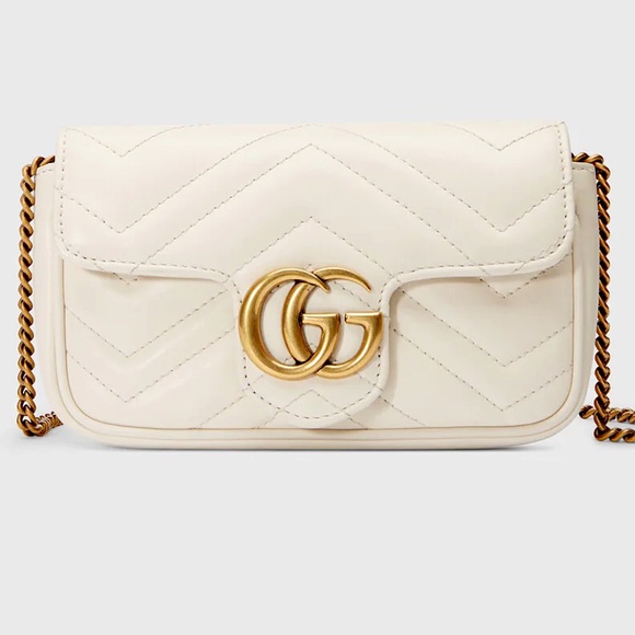 Gucci Handbags - GUCCI: GG MARMONT MINI LEATHER BAG, WHITE